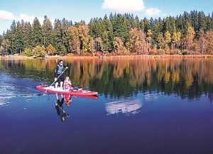 Paddling the calm water. Photo courtesy of Stillwater SUP