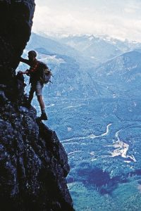 John Roskelley climbing on Mt. Index in the north Cascades in the summer of 1965. Photo: Chris Kopczynski