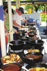 Food line at the Sacajawea Bluegrass Festival. Photo: Scott Butner