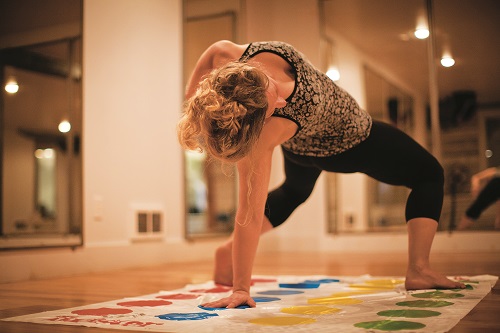 Yoga sometimes looks like a good game of Twister. Photo: Fiona Hicks