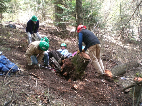 WTA volunteer trail crew hard at work improving our hiking trails. Photo: Holly Weiler