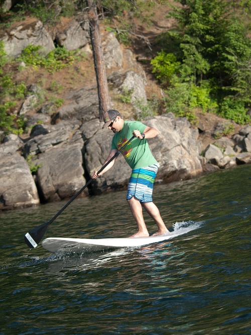 Brad Naccarato showing off his SUP style on Lake Coeur d'Alene. Photo: Shallan Knowles