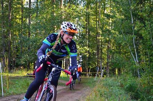 Angie Feser having intense fun with cyclocross. Photo: Hank Greer