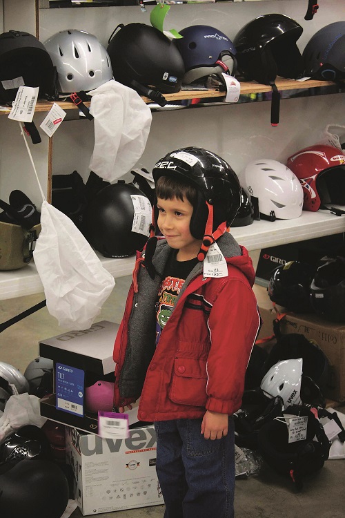 A ski helmet and ski goggles to fit are at the top of an alpine gear list for kids. Photo: Amy Silbernagel McCaffree