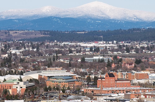 While downtown is bare, Mt. Spokane is covered. Photo courtesy of Keri Bascetta