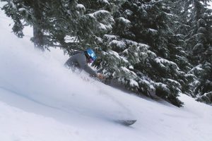 Lars Johannson mining white gold at Silver Mountain Resort. Photo: Willy Bartlett