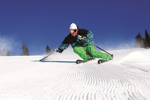 Josh Foster tearing up the corduroy. Photo: Big White Ski Resort