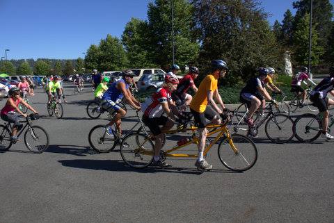 Group of cyclists during Spokane Valley Cycle Celebration.