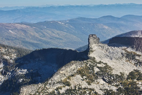 Rock outcropping that looks like a chimney overlooking Priest Lake in north Idaho.