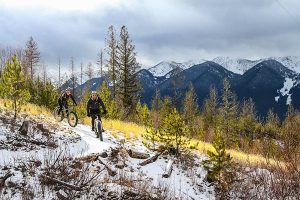 Snow-covered single track, Fernie, B.C. Photo courtesy of Mark Gallup.