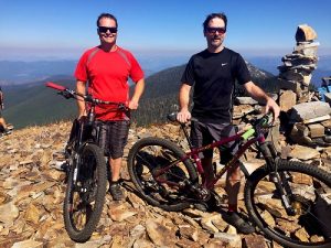 Mountain bikers soaking up the views on the summit of Abercrombie Mountain north of Colville. Photo courtesy of Kyle Lucas