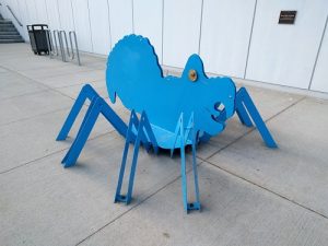 Bert the bike rack can hold one wheel in each leg.