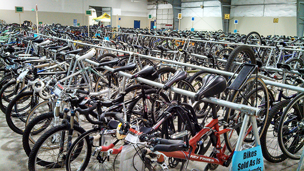 Photo of bike corral at the swap.