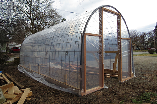 Photo of cattle panel greenhouse by Nick Thomas.