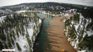 Photo of Latah Creek erosion pouring into the Spokane River by Jerry White Jr.