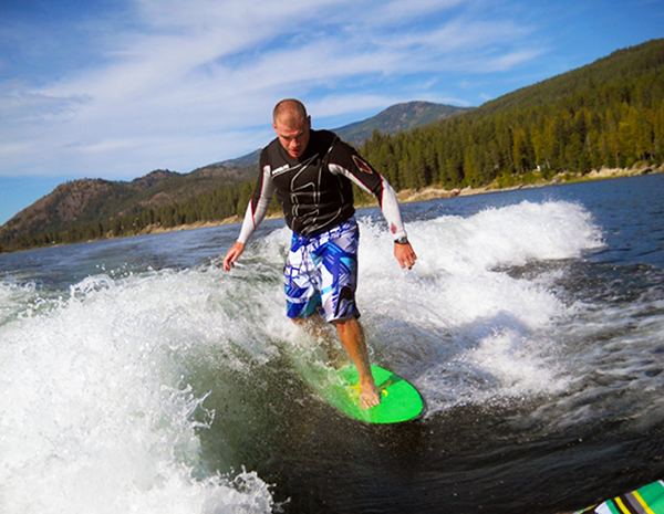 Photo of wake surfer by Brad Naccarato.