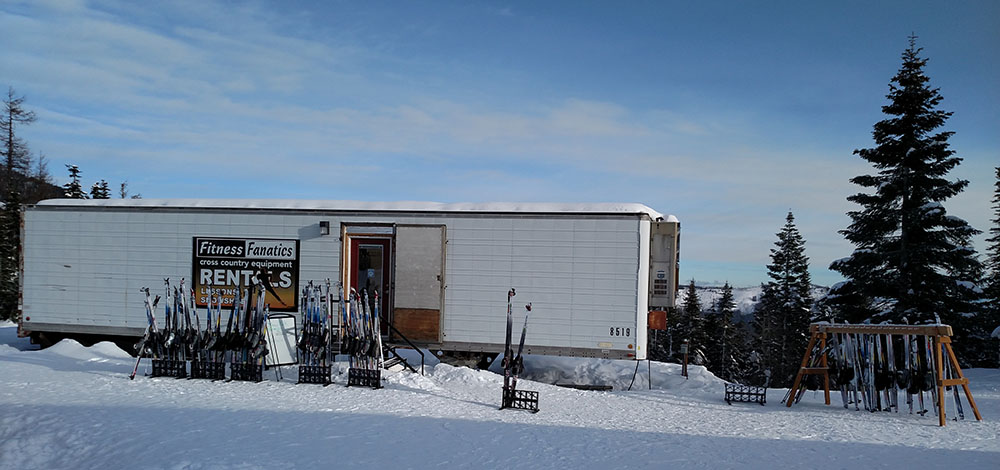 The outside of the Fitness Fanatics trailer at Selkirk Lodge on Mount Spokane.