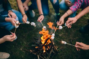 Campfire with roasting marshmallows