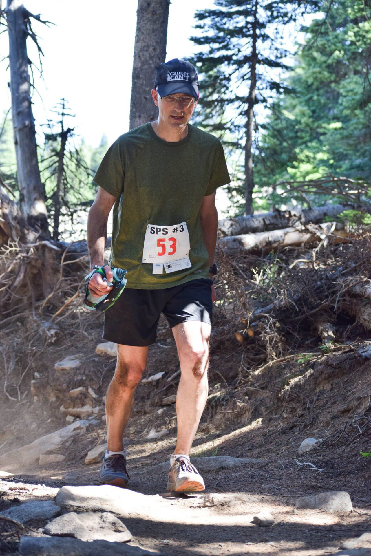 Thiessen at the Trail Maniacs Mt. Spokane State Park 25k in late July, 2017. The Trail Maniacs sponsored Thiessen's efforts by providing run entries throughout the season in preparation for his late-fall 50k goal. (Photo: Trail Maniacs.)