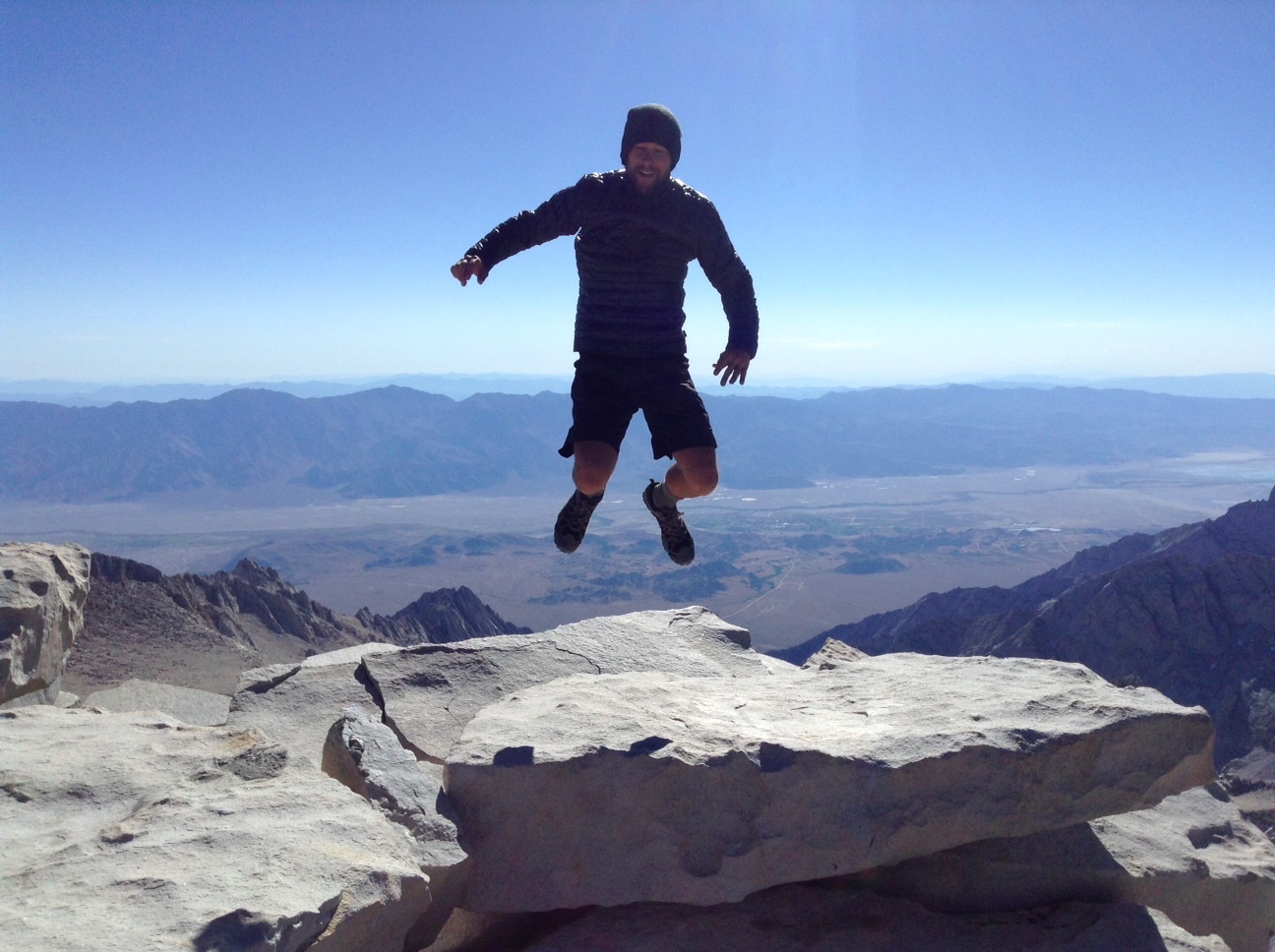 Tim "Tribhu" Plaza doing a jump at the top of Mt. Whitney (Photo from Tribhu Plaza)