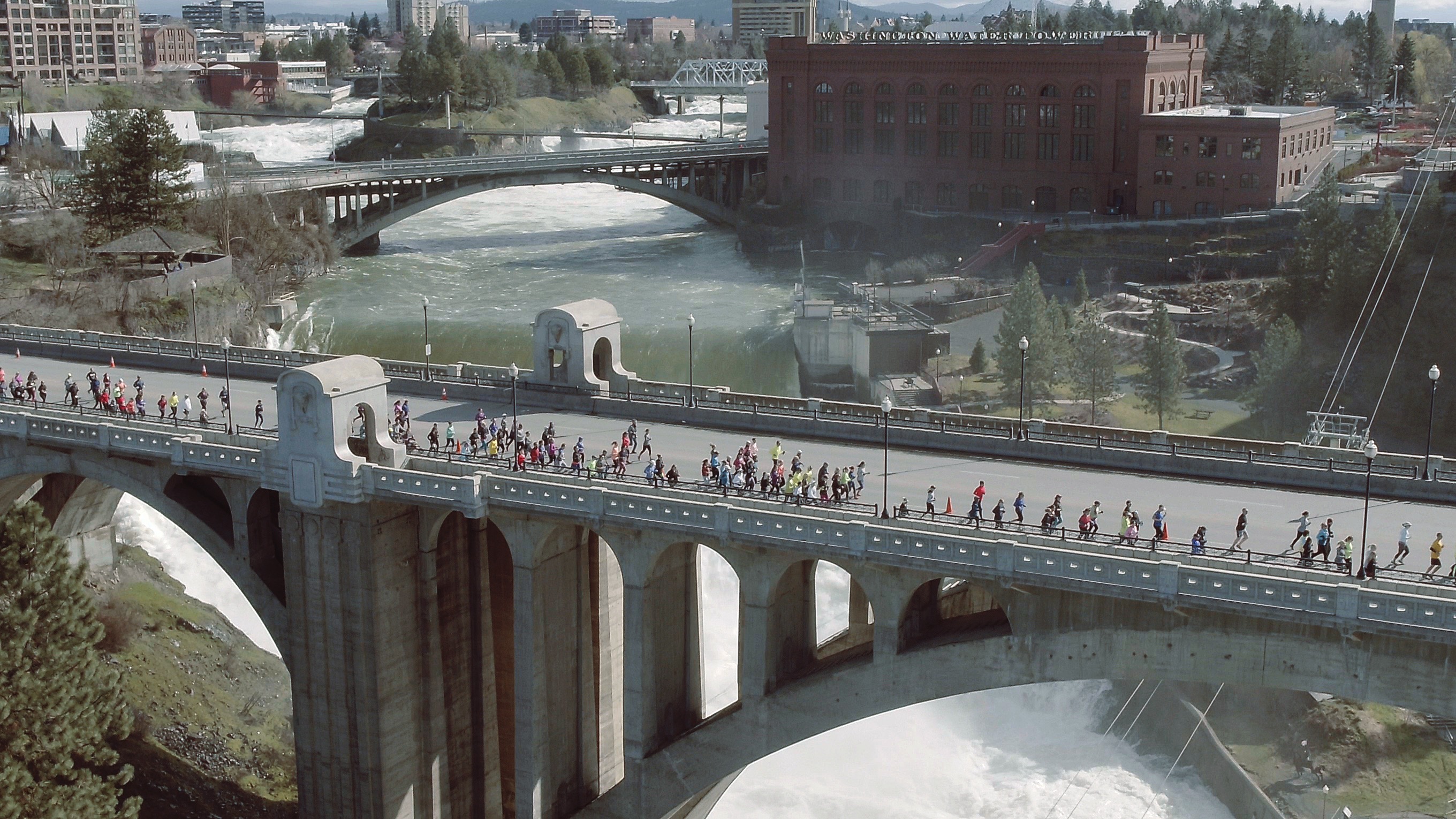 Runners cross the Spokane River (Photo from Ryan Hite)