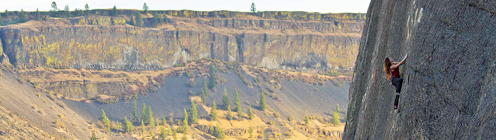 Photo of rock climber at Banks Lake.