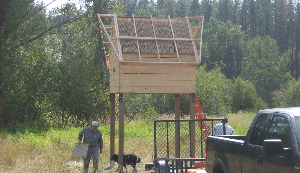 Photo of bat condo near completion during 2008.