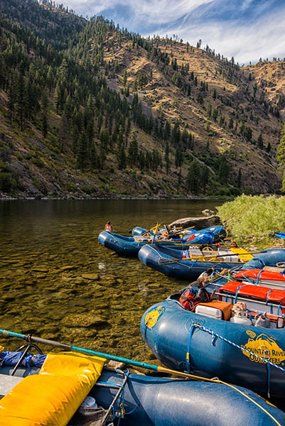 Photo of rafts along the shore.