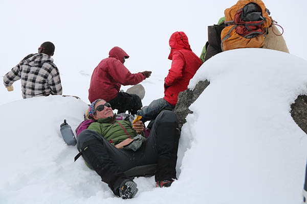 Photo of climbers taking a break.