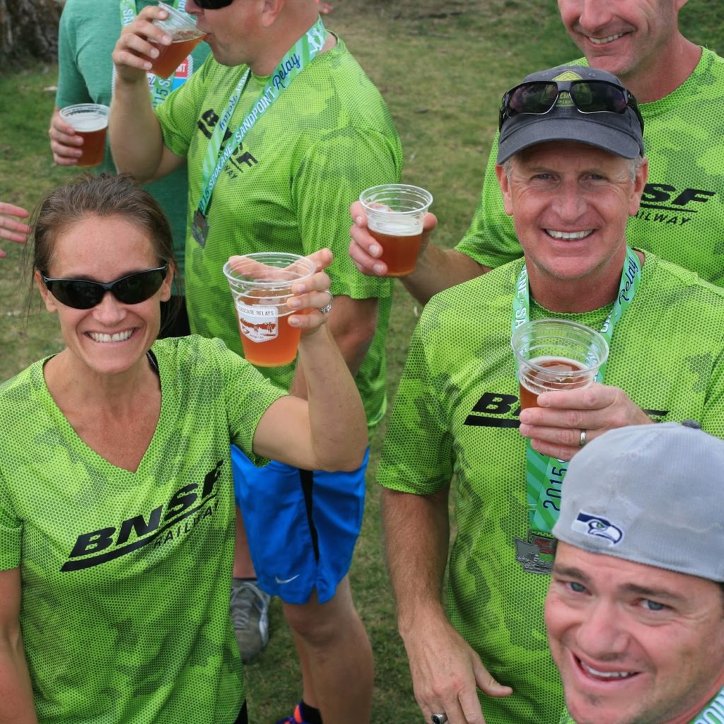 Spokane to Sandpoint relay runners enjoy post-race beers