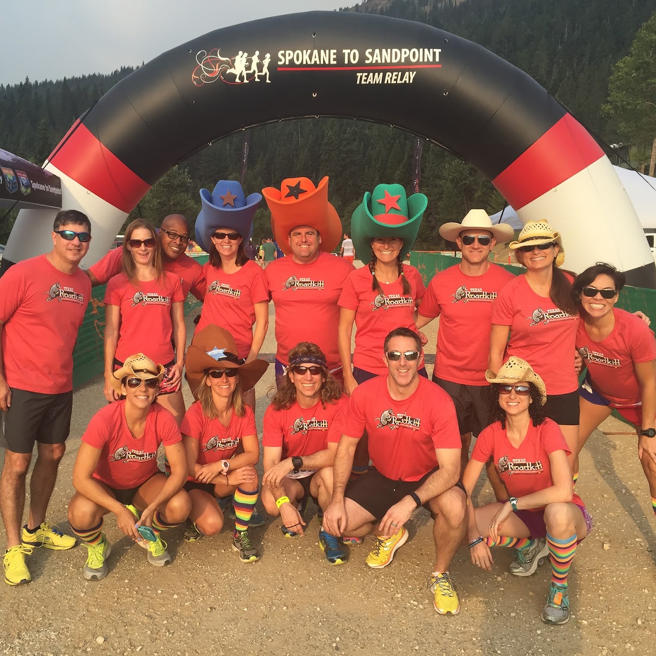 Matching shirts, big hats, and crazy socks make for team spirit!