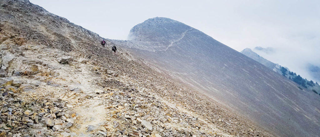 Photo of trail through scree field on Bridger Bowl.