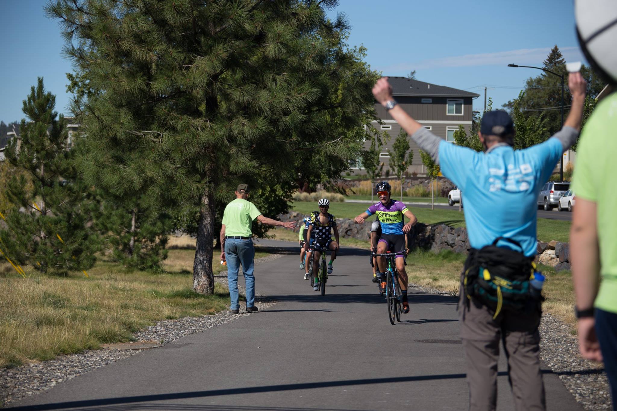 Bicyclers on the Centennial trail during a race