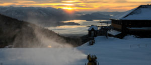 Snowmaker turning water into snow on Schweitzer Mountain.