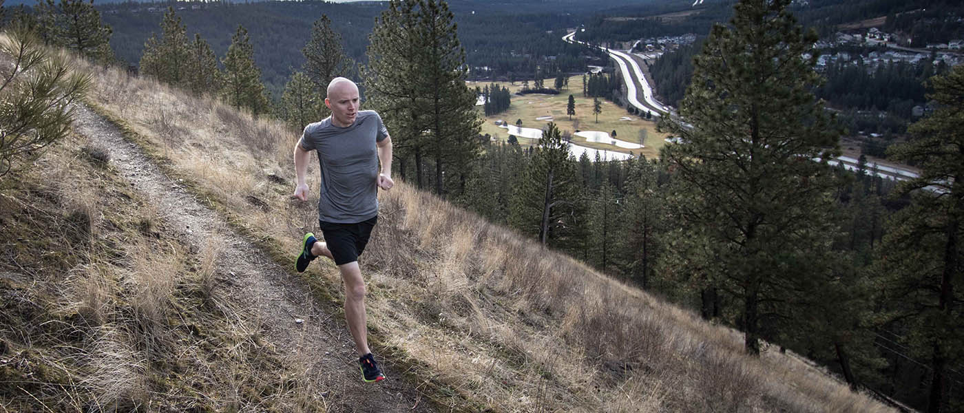 Photo of Peter Hawkins running along the South Hill Bluff.