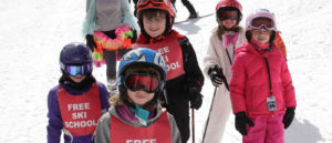 Photo of kids in Lookout's free ski school.