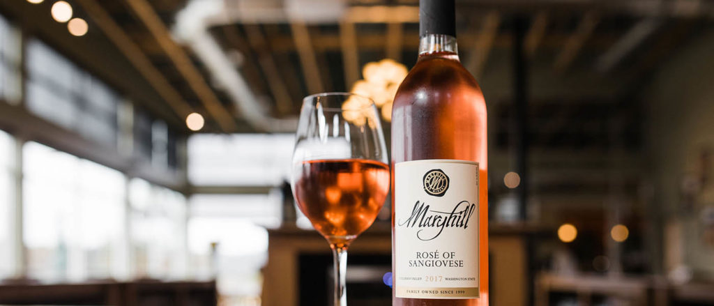 Photo of Maryhill Wine bottle next to wine glass.