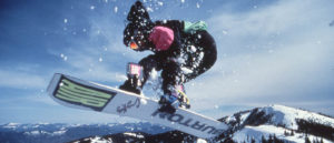 Photo of snowboarder mid air