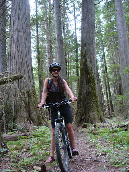 Photo of mountain biker pausing for photo.