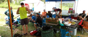 Photo of runners at aid station.
