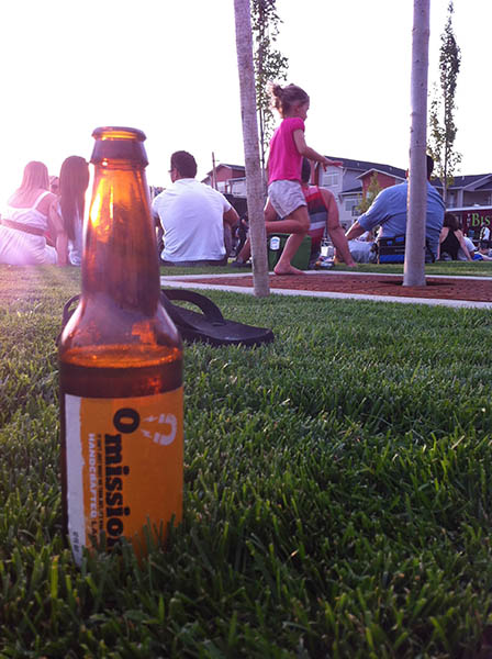 Photo of beer sitting in grass.