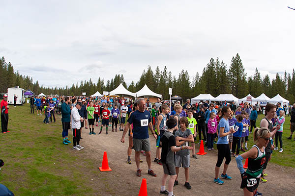 Photo of runners at the start of the Spokane River Run.