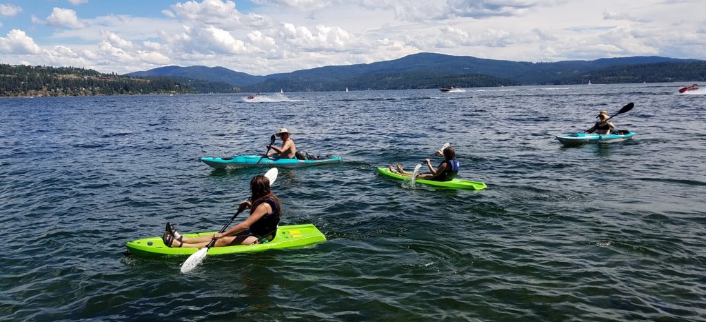 Kayakers on Lake Coeur d'Alene.