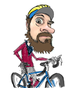 Self portrait illustration of cyclist Justin Short.