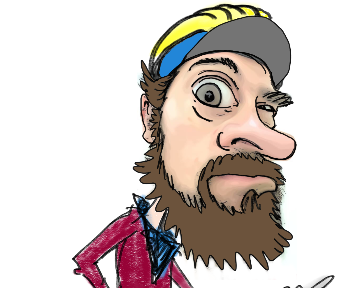 Self portrait illustration of cyclist Justin Short.
