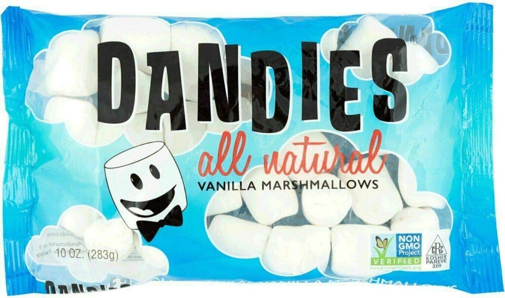Marshmallows in blue packaging.