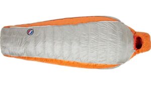 Orange and grey sleeping bag.