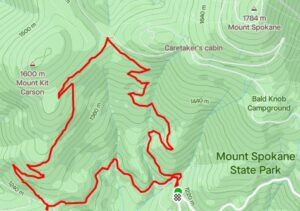 Topographic map of Mount Spokane State park.