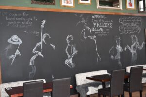 Blackboard chalk drawings.