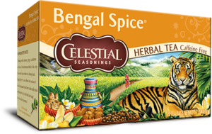 Celestial Seasonings herbal tea box.